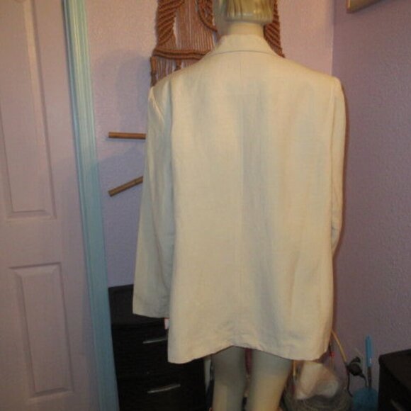 90s Vtg Linen Blend Blazer Size 18W Jacket Lined Neutral Minimalist Career NEW - Picture 8 of 12